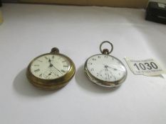 An old Ingersol pocket watch and a silver pocket watch, both a/f.