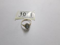 A 9ct gold marquis shaped moonstone ring., size P.