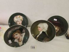 4 hand painted continental porcelain portrait plates.