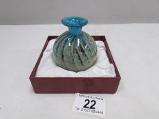 A Mdina glass 'Under the Sea' design perfume bottle, missing stopper.