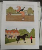 2 limited edition French artist proof lithographic prints 19/24 Army officer on rearing horse and