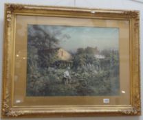 An Alwyn H Holland (1861-1935) watercolour of a cottage garden, signed ,