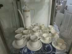 A Portmerion 15 piece 'Greek Key' pattern coffee set designed by Susan William-Ellis together with