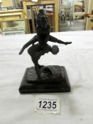 A Barye signed bronze of children playing leap frog.