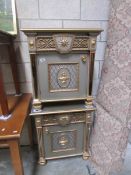 A pair of ornate 3 drawer chests.