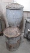 2 galvanised dustbins (one with lid) and a galvanised dolly tub with lid.