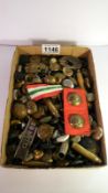 A quantity of military buttons, civil buttons and badges including Royal Navy, Royal Engineers,