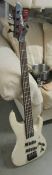 An Aria Pro 5 string bass electric guitar, PWD, new strings.