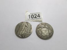 2 1936 German medallions, Berlin.