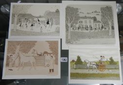 A collection of 4 prints after Vincent Haddelsey (1934-2010) - Horse Paddock, Horsed being examined,