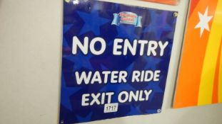 A Pleasure Island Tommy Tinkaboo water ride exit sign.