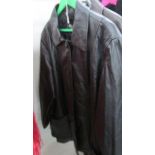 A black leather Milan jacket, size 22, Polyester lining.
