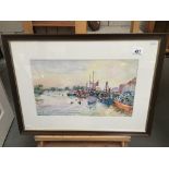 A watercolour of boating scene at Brayford Pool, Lincoln,