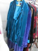 8 ex stock/new velvet style evening/day jackets, various sizes, lengths, styles and colours.