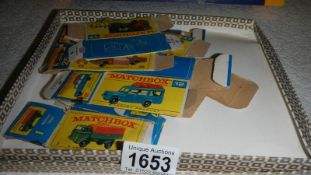 A quantity of original used Matchbox 1-5 series empty boxes, some missing end flaps.