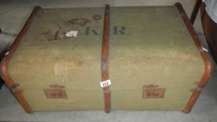 A vintage cabin trunk,.