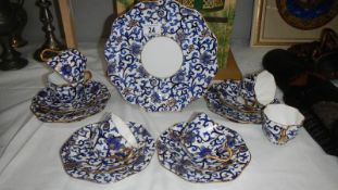 A 19th century Coalport Mandarin pattern blue and white tea set.