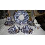 A 19th century Coalport Mandarin pattern blue and white tea set.