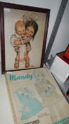 A vintage Mandy Magic Wand dressing doll game and a Mabel Lucie Attwell print.