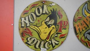 A Daffy Duck 'Hook a Duck' sign.