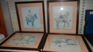 4 framed and glazed Snaffles horse and rider prints.