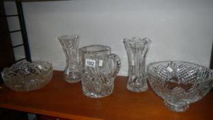 5 items of cut glass