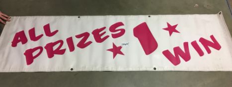 4 'All Prizes 1 Win' stall banners