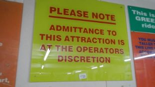 A Pleasure Island Tinkaboo factory entrance sign (yellow).