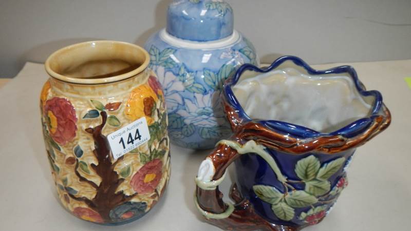 A ginger jar, a jug and a vase.