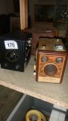 2 vintage Kodak box cameras, one with case.