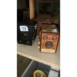 2 vintage Kodak box cameras, one with case.