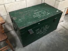 A painted pine military trunk (with key) for Captain A.V.