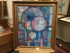 An oil on board cubist abstract painting by Dorothy Hamer (XX) (1928-2017) Signed and dated 1979