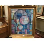 An oil on board cubist abstract painting by Dorothy Hamer (XX) (1928-2017) Signed and dated 1979