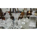 A mixed lot of glassware including decanters.