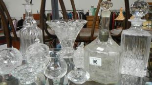 A mixed lot of glassware including decanters.