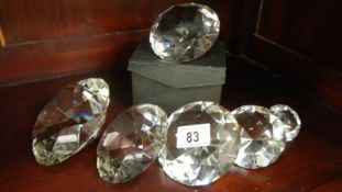 6 large cut crystal paperweights?