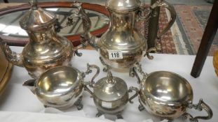 A silver plated tea set.