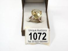 A Mischa by Design 20ct Lima quartz/silver ring, size P.