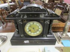 A 19th century slate mantel clock with Jungens German movement (requires attention) complete with