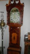 A painted dial 8 day grandfather clock