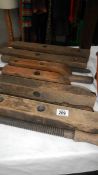 3 antique/vintage wooden carpentry cramps/clamps, 12",