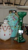3 decorative glass vases.