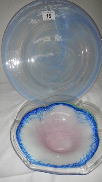 A studio glass plate and bowl.