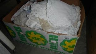 A large box of assorted linen,