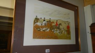 A signed limited edition lithograph 173/200 of huntsmen & hounds by VincentHaddelsey (1934-2010)