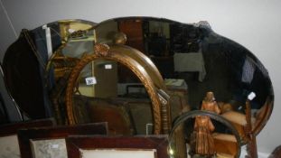 6 assorted mirrors including a pair of oval bevel edged examples.