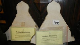 2 items of stone from Lincoln Cathedral with certificates.