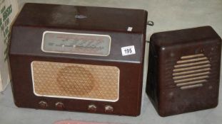 A vintage wireless set complete with speaker.