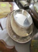 3 various sized oval silver plate gallery trays.